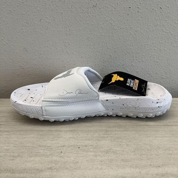 Under Armour Men Sz 11 UA The Rock Project 3 Slide White Halo Grey - Picture 4 of 11